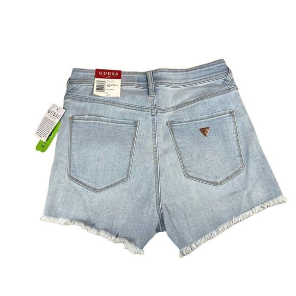 Guess Los Angeles Tennette Fray Hem Denim Shorts With Rose Gold Hardware - Picture 1 of 10